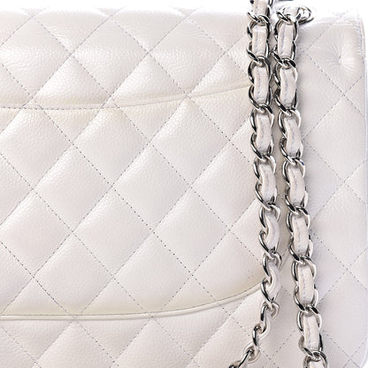 Chanel Caviar Quilted Jumbo Double Flap White 13 of 19