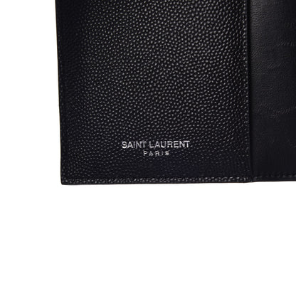Saint Laurent Grain De Poudre Matelasse Chevron Small Monogram Passport Case Black 6 of 8