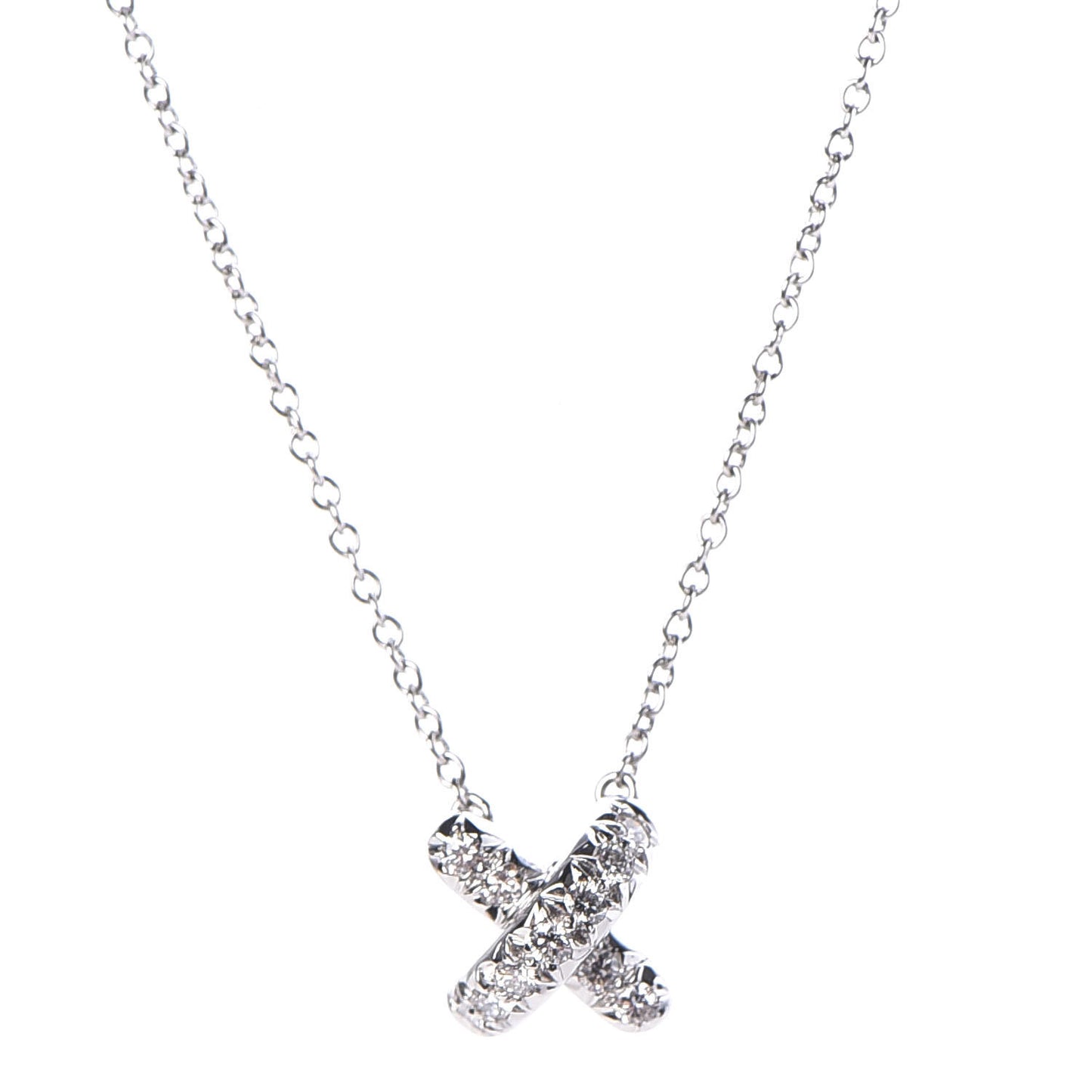 Platinum Diamond Cross Stitch Pendant Necklace