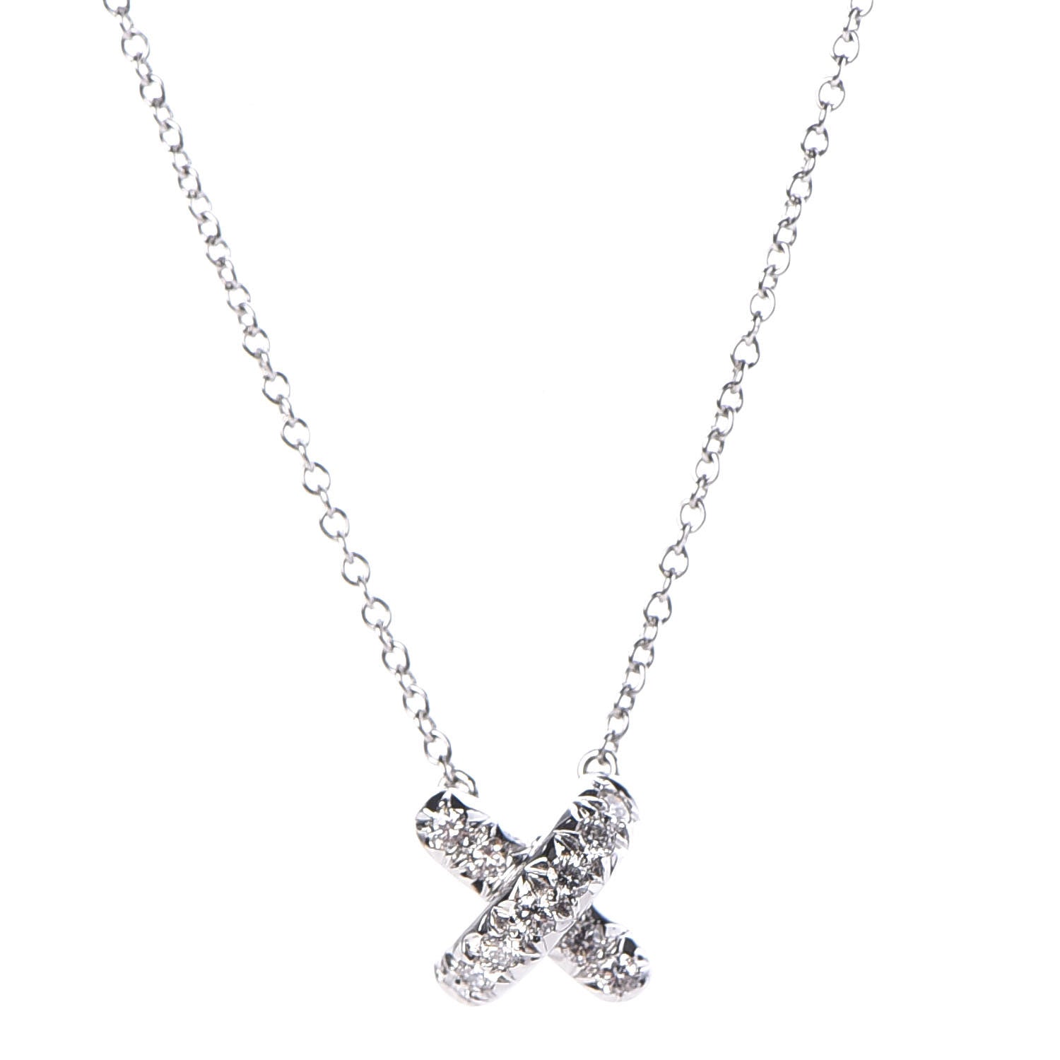 Tiffany Platinum Diamond Cross Stitch Pendant Necklace 4 of 6