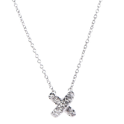 Tiffany Platinum Diamond Cross Stitch Pendant Necklace 4 of 6