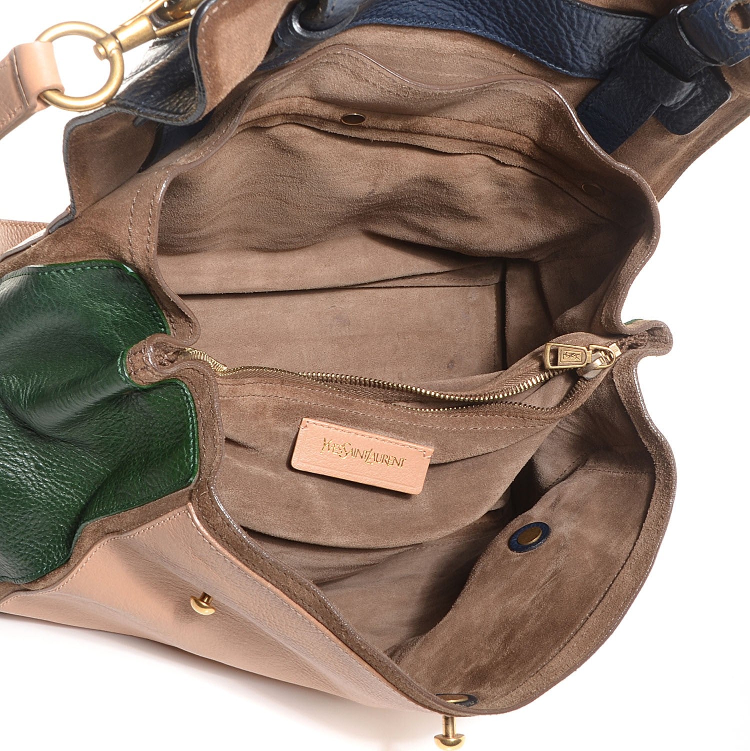 Saint Laurent Leather Medium Muse Two Pale Beige Pacific Blue Dark Green 5 of 8
