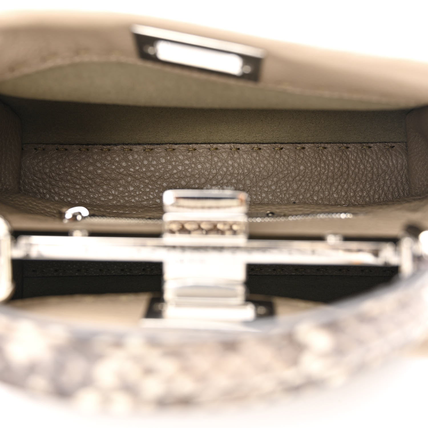 Fendi Cuoio Romano Snakeskin Selleria Mini Peekaboo Iconic Satchel Corda White 5 of 11