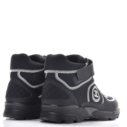 Chanel Calfskin Neoprene Tweed Quilted Sneakers 38.5 Black 4 of 8