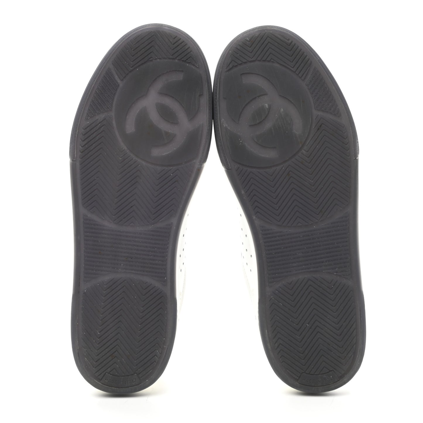 Grained Calfskin Fabric Womens Logo Sneakers 38.5 White Black