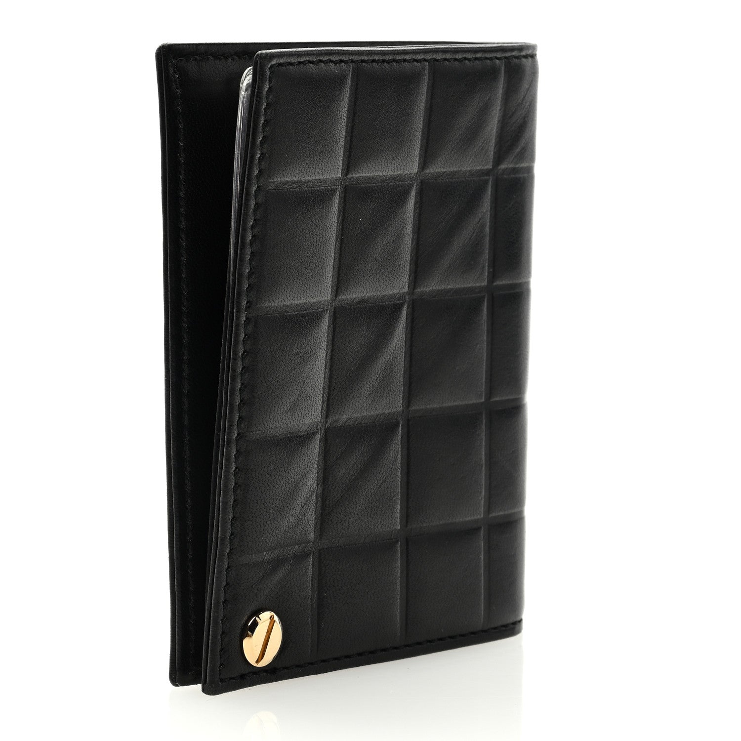 Chanel Lambskin Chocolate Bar Quilted Card Holder Wallet Black 3 of 7