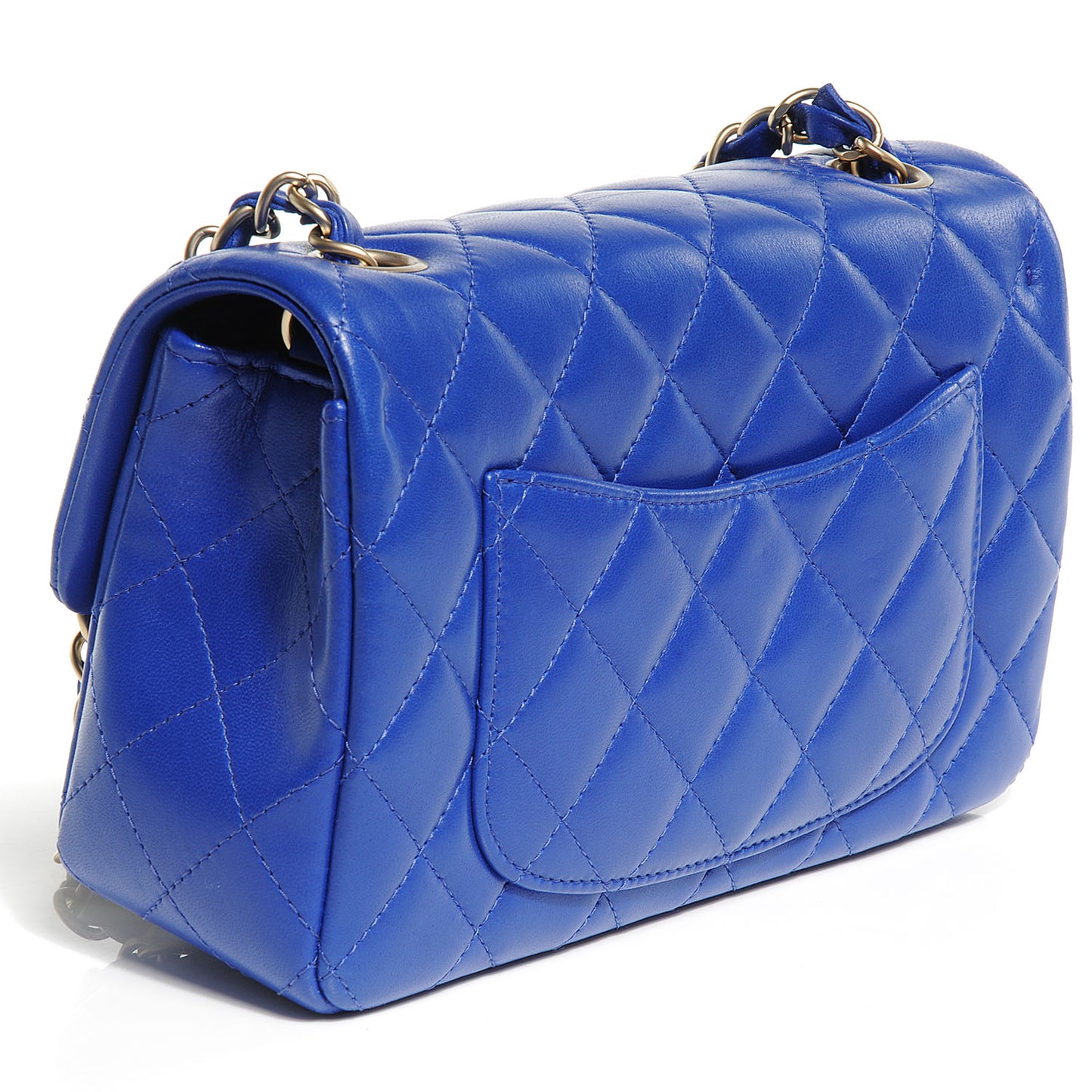 Lambskin Quilted Mini Flap Blue Fonce
