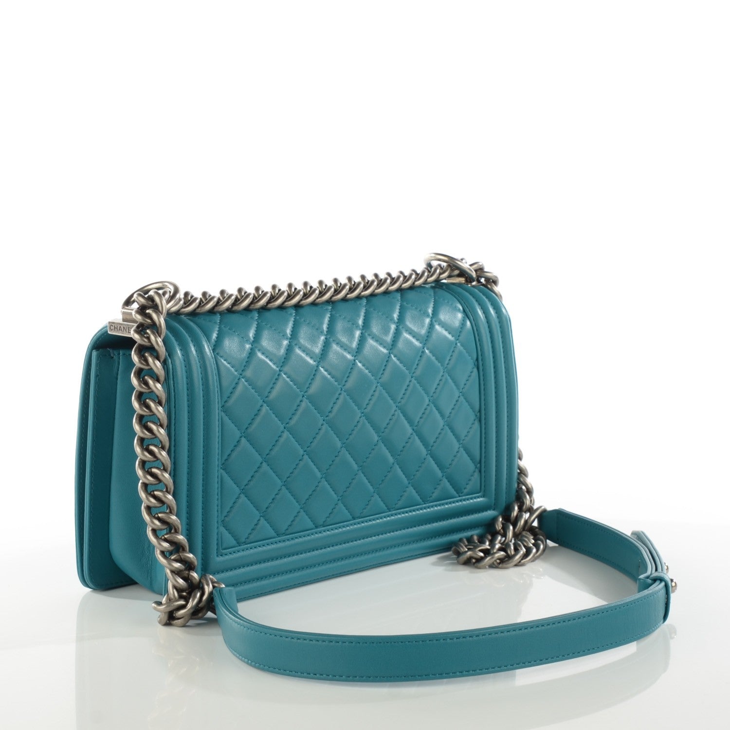 Chanel Lambskin Quilted Medium Boy Flap Dark Turquoise 3 of 9
