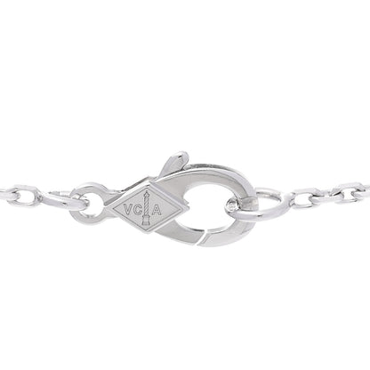 Van Cleef & Arpels 18K White Rose Gold Diamond Guilloche Vintage Alhambra Pendant Necklace 4 of 7