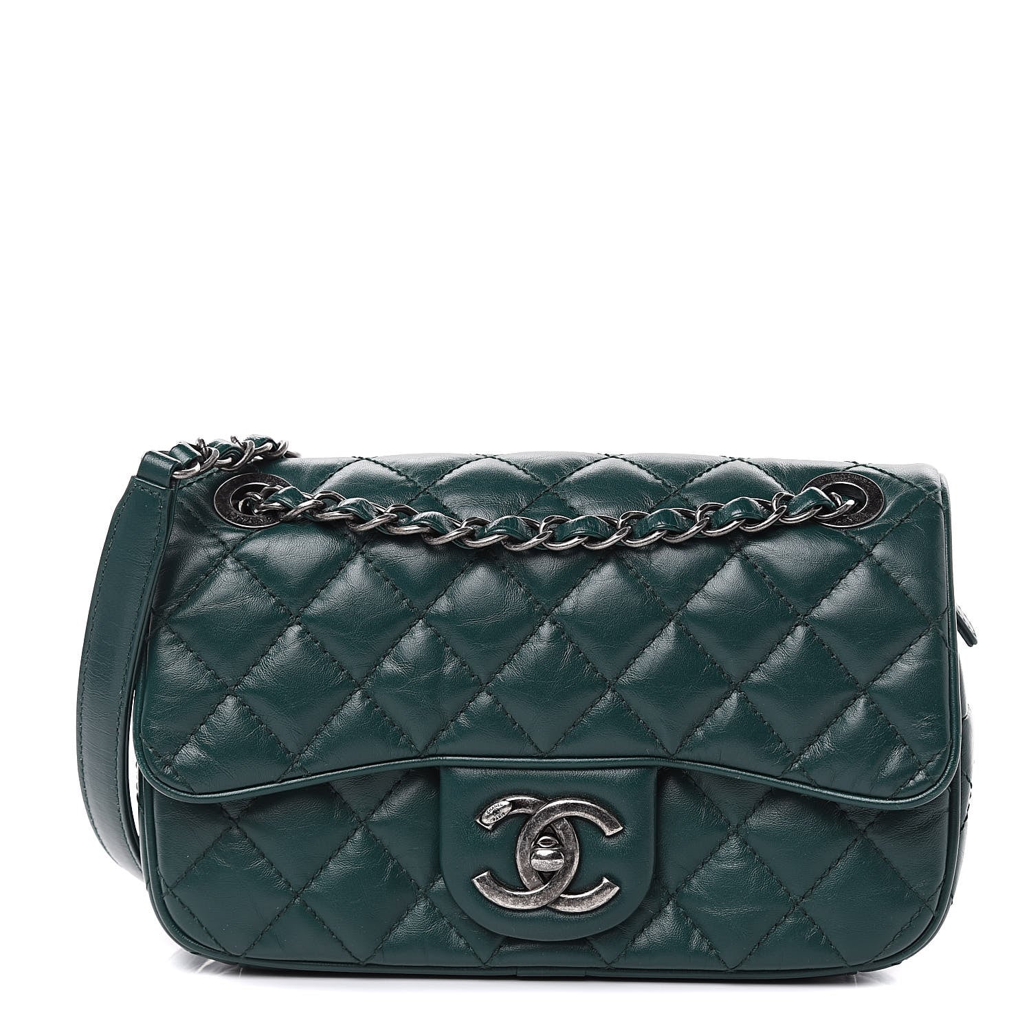 Chanel Aged Calfskin Quilted Small Easy Flap Green 1 of 10