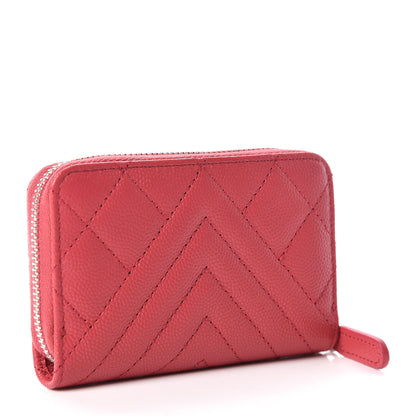 Chanel Caviar Quilted Diamond CC Duo Zip Coin Purse Pink 3 of 11