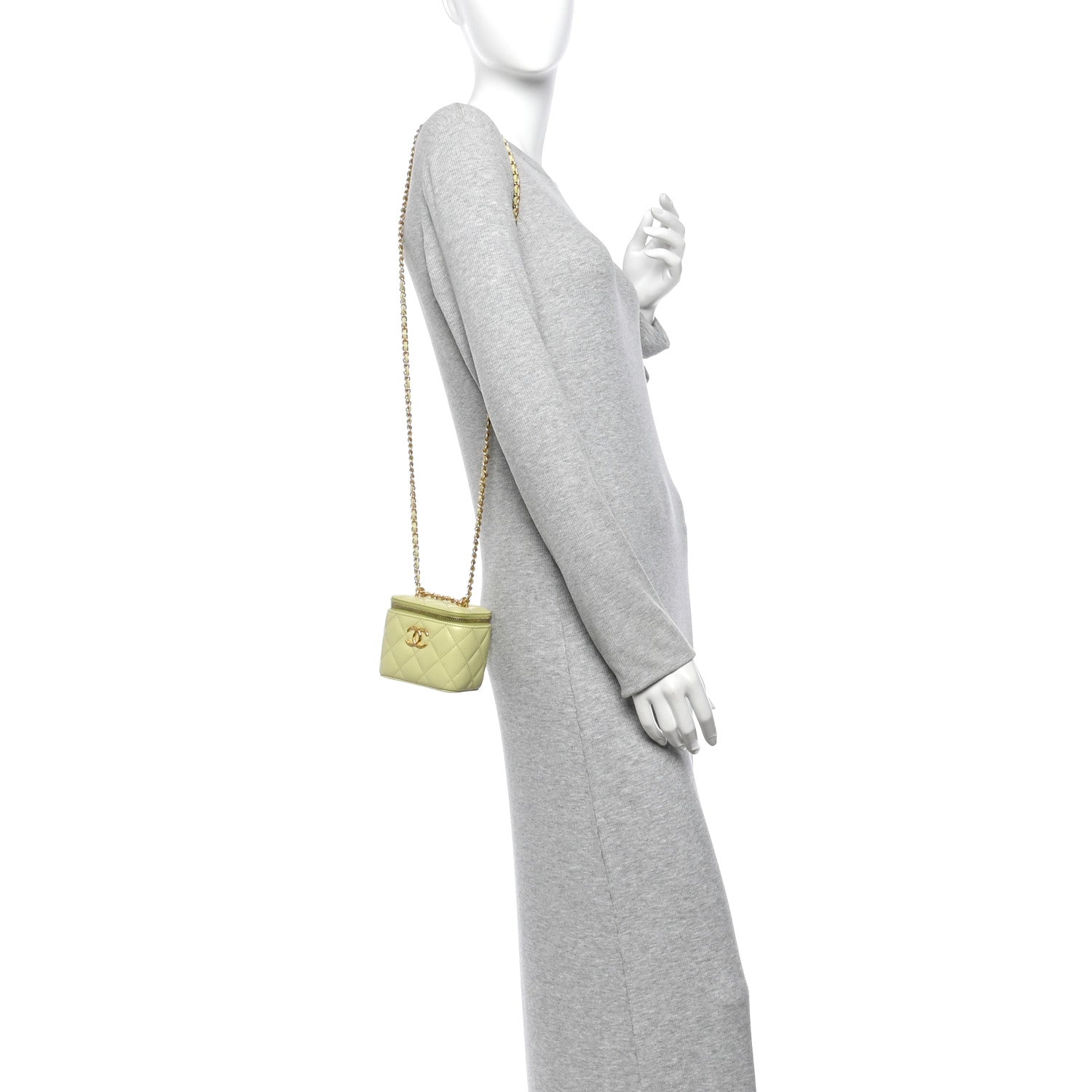 Chanel Lambskin Quilted CC Mini Vanity Case With Chain Light Green 2 of 10
