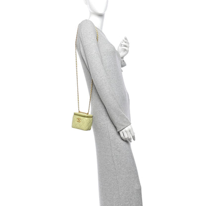 Chanel Lambskin Quilted CC Mini Vanity Case With Chain Light Green 2 of 10