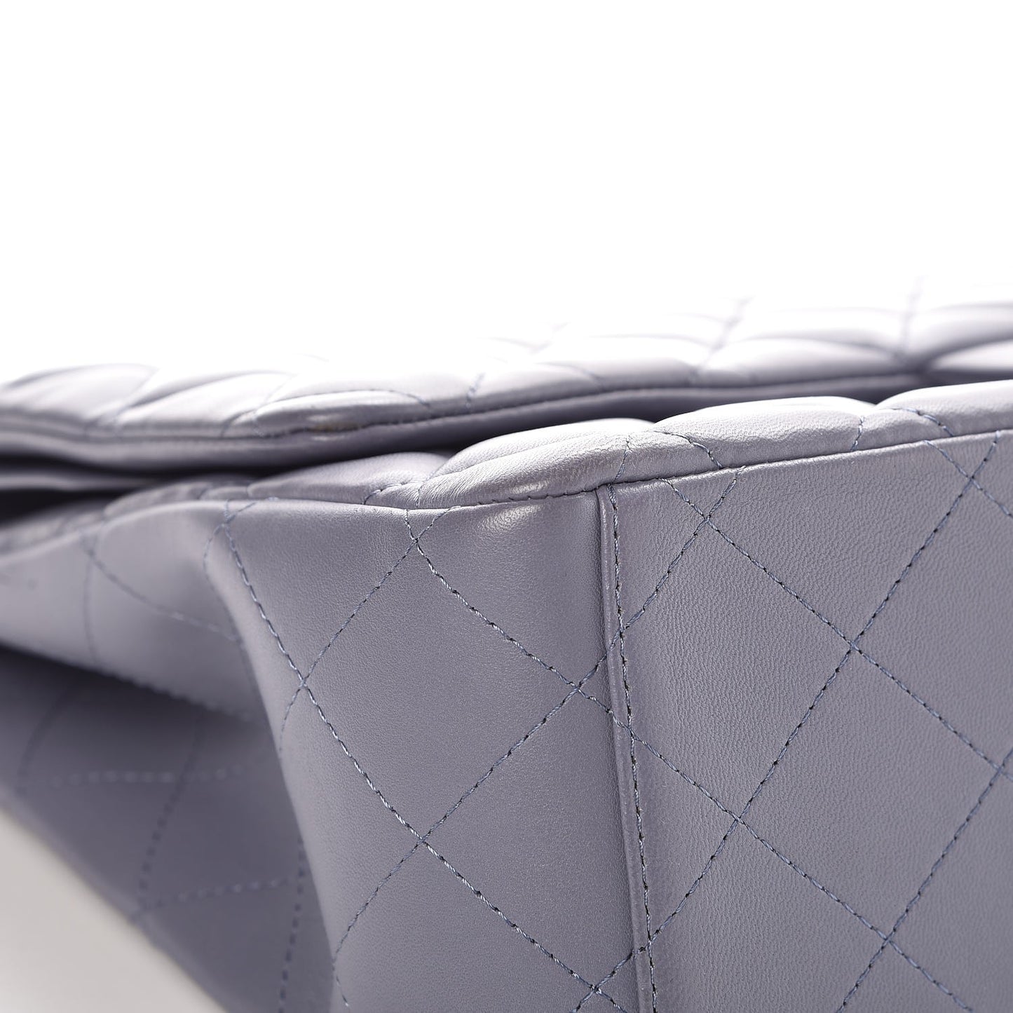 Lambskin Quilted Maxi Double Flap Grey