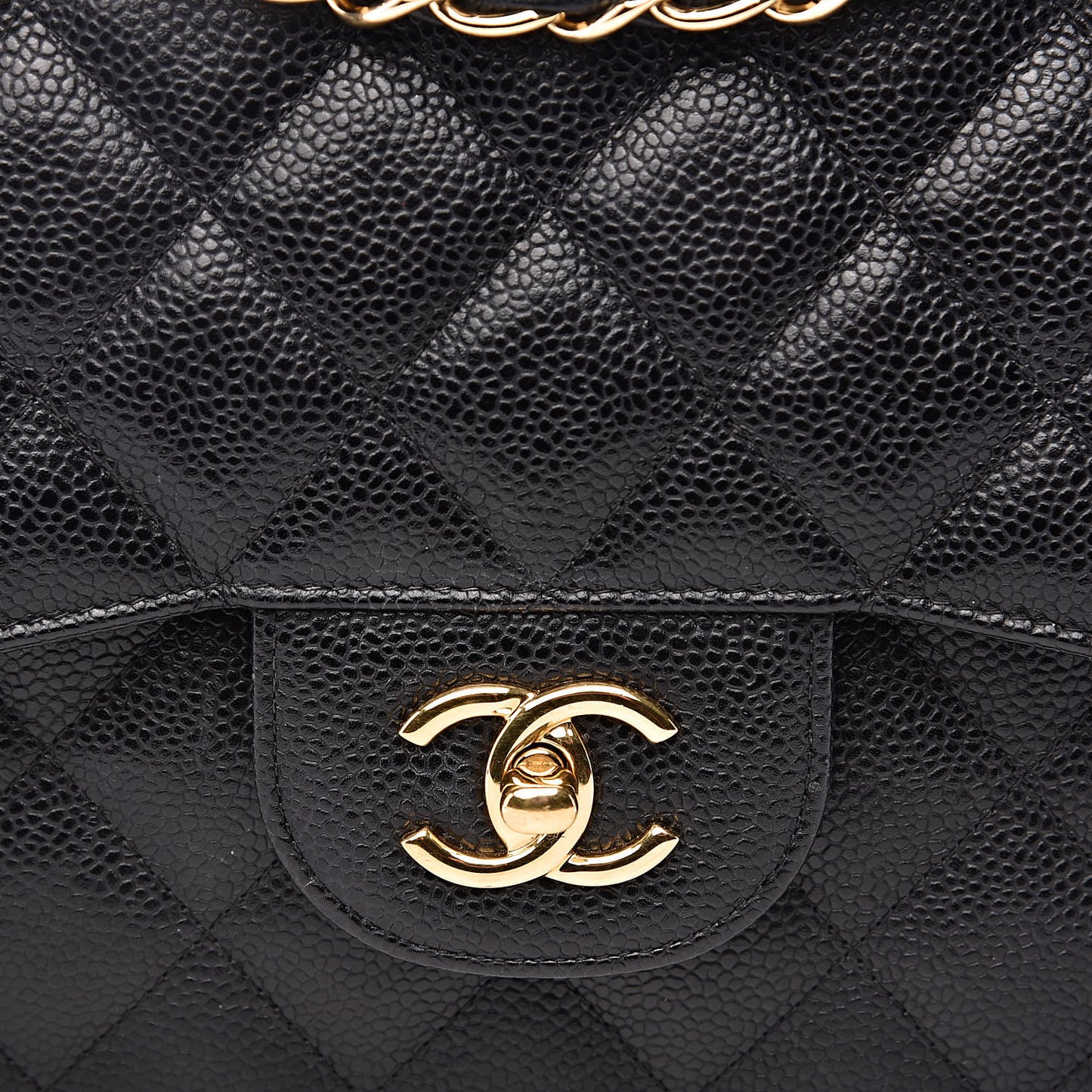 Caviar Quilted Jumbo Double Flap Black