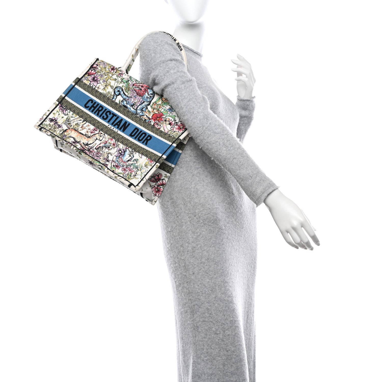 Christian Dior CHRISTIAN DIOR Canvas Embroidered Medium D-Constellation Book Tote Latte Multicolor 2 of 11