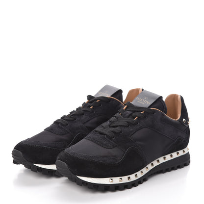 Valentino Garavani Suede Nylon Camouflage Womens Soul Rockstud Sneakers 38 Black 3 of 8
