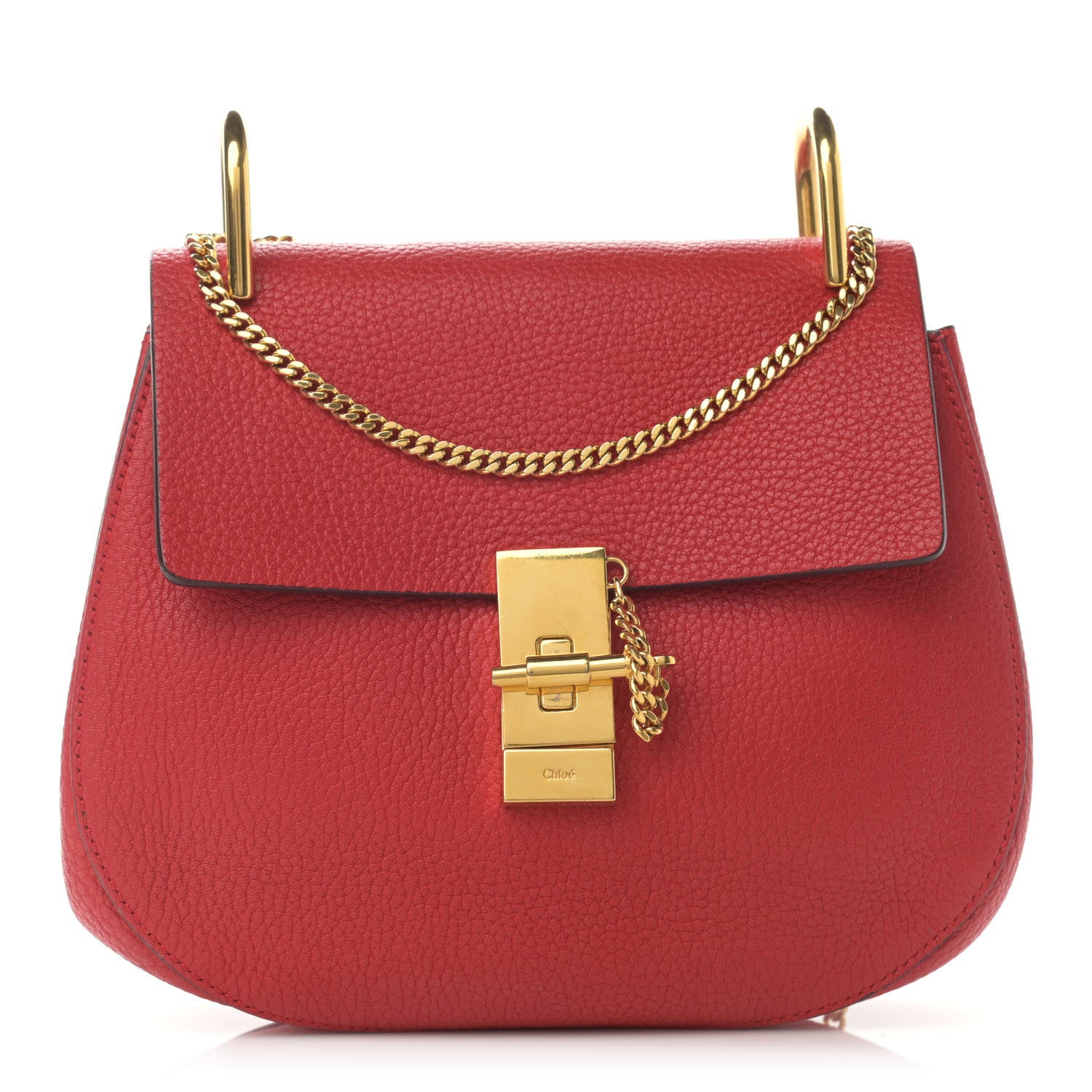Chloe Grained Lambskin Drew Shoulder Bag Plaid Red 1 of 14