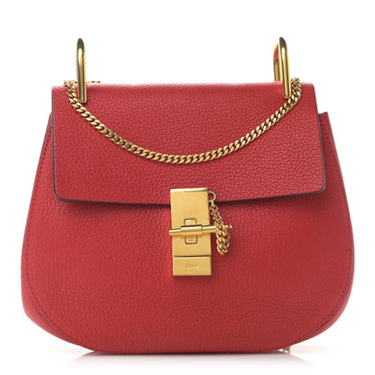 Chloe Grained Lambskin Drew Shoulder Bag Plaid Red 1 of 14