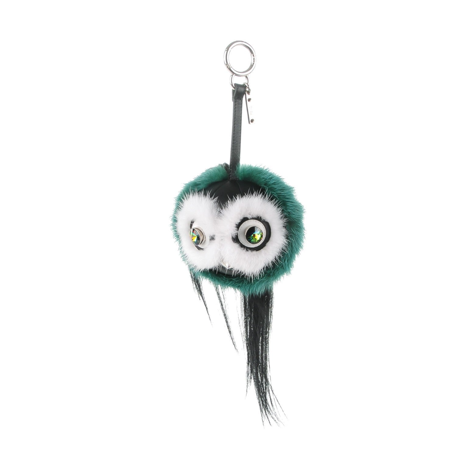 Fendi Mink Goat Fur QuTweet Cucaoo Bag Bug Charm Green White 1 of 4
