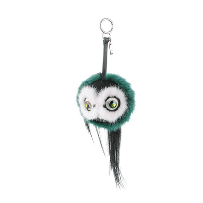 Fendi Mink Goat Fur QuTweet Cucaoo Bag Bug Charm Green White 1 of 4
