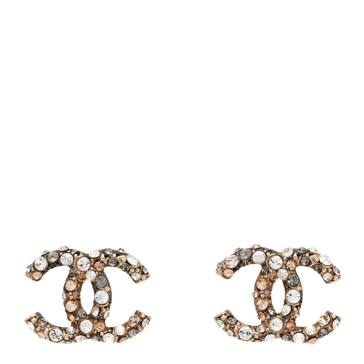 Metal Crystal CC Earrings Gold Multicolor