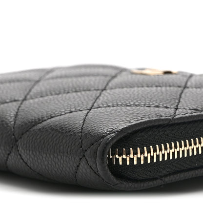 Chanel Caviar Quilted CC Zip Around Card Holder Wallet Black 9 of 10