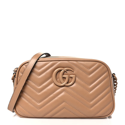 Gucci Calfskin Matelasse Monochrome Small GG Marmont Chain Shoulder Bag Camelia 1 of 11
