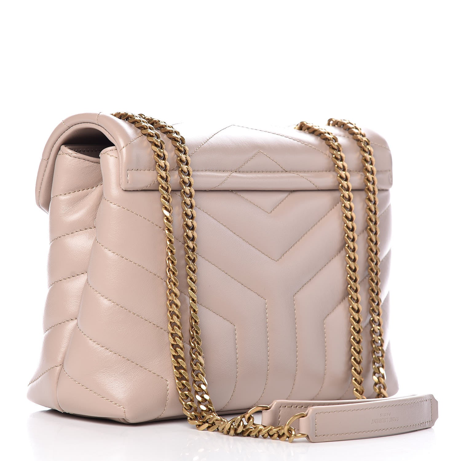 Saint Laurent Calfskin Y Quilted Monogram Small Loulou Chain Satchel Taupe Sable 4 of 13