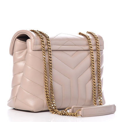 Saint Laurent Calfskin Y Quilted Monogram Small Loulou Chain Satchel Taupe Sable 4 of 13