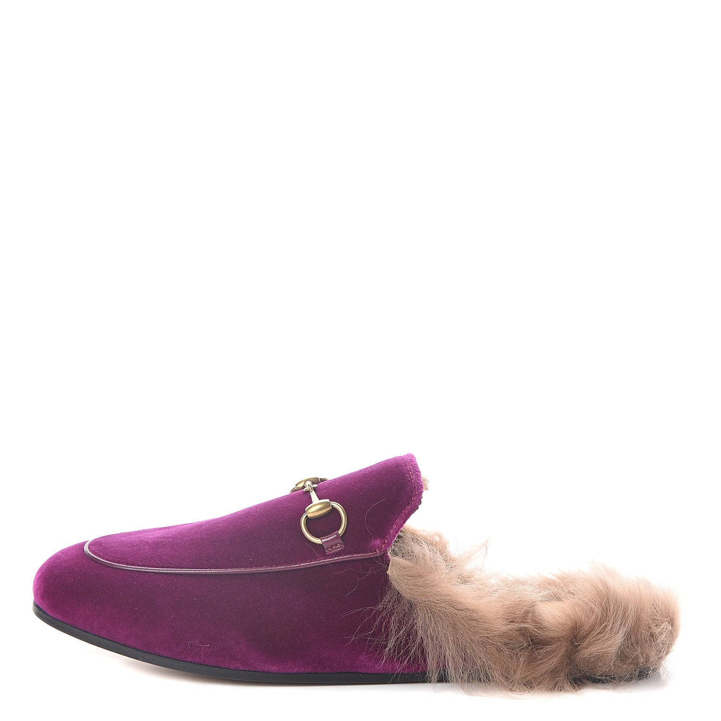 Velvet Fur Womens Princetown Slippers 38 Fucsia Violet Cyclamen Natural