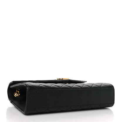 Saint Laurent Grain De Poudre Textured Mixed Matelasse Triquilt Medium Monogram Satchel Black 4 of 9