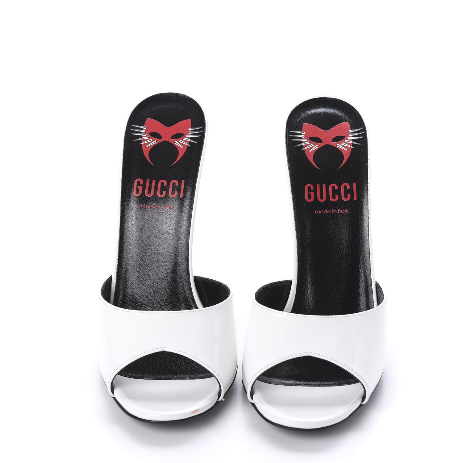 Gucci Polished Calfskin Scarlet High Heel Slide Sandals 39 Great White 2 of 11