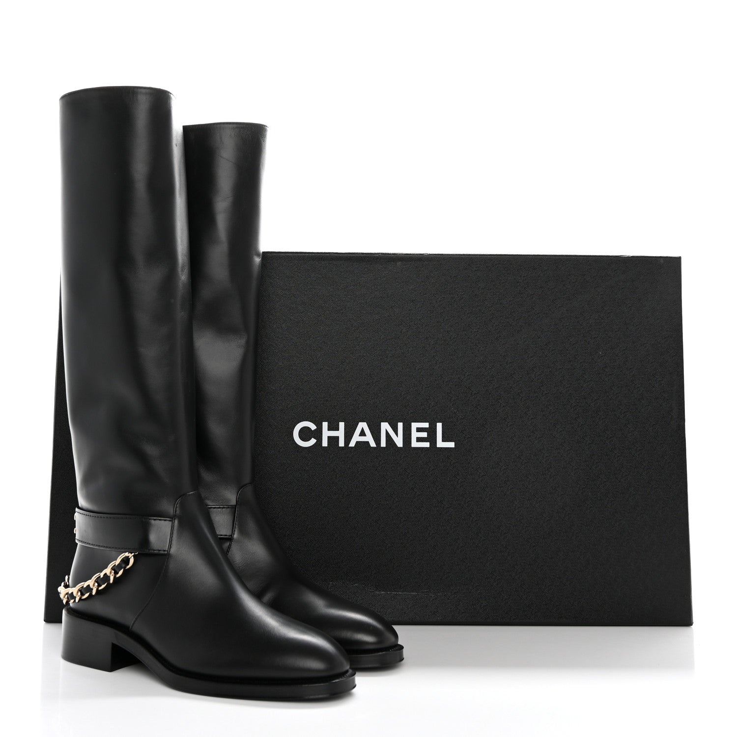 Chanel Calfskin Chain HIgh Boots 37.5 Black 13 of 13