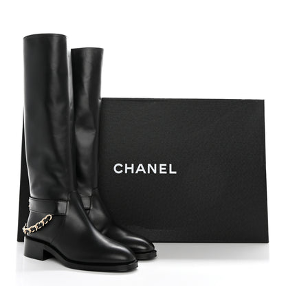 Chanel Calfskin Chain HIgh Boots 37.5 Black 13 of 13