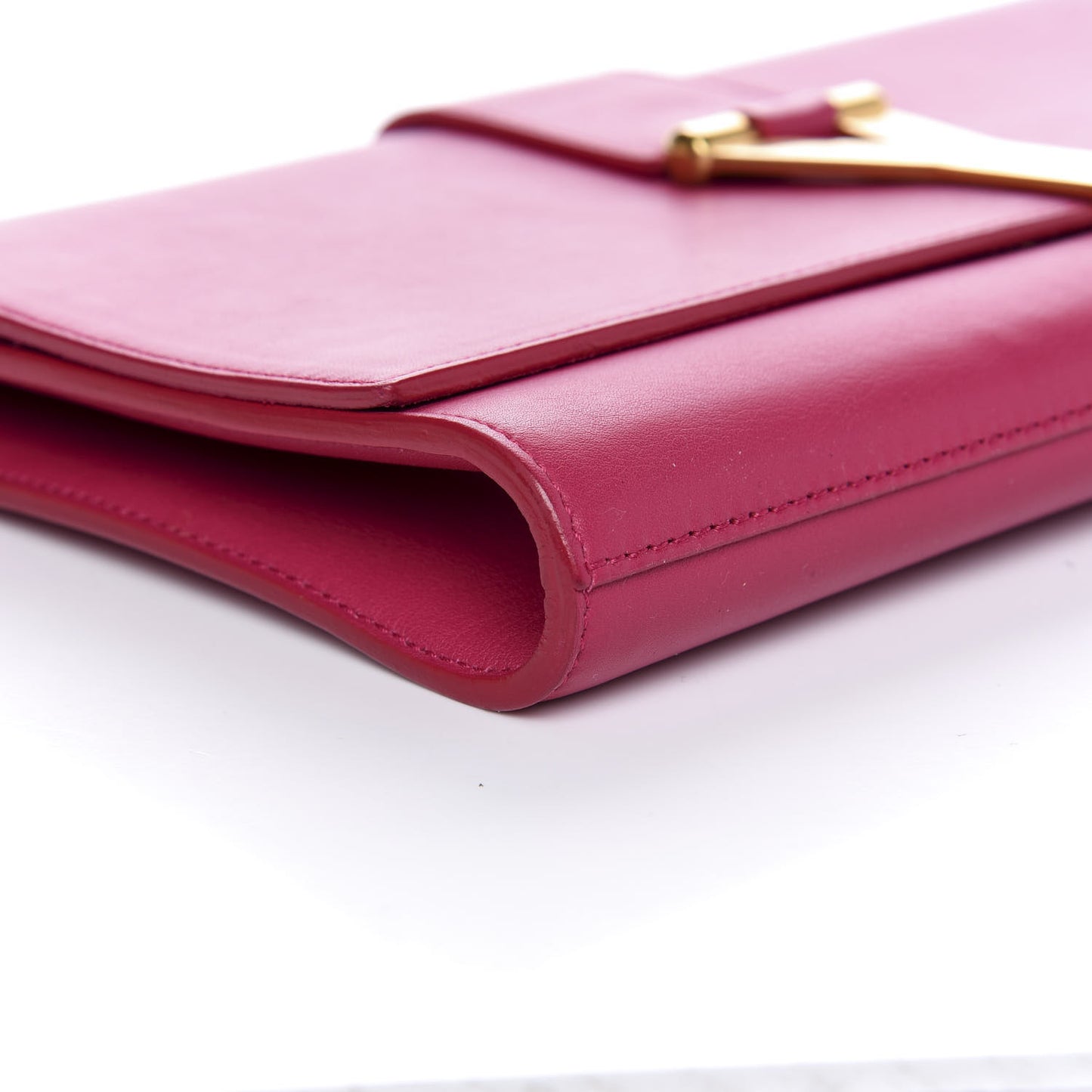 Calfskin Classic Y Ligne Clutch Fuchsia