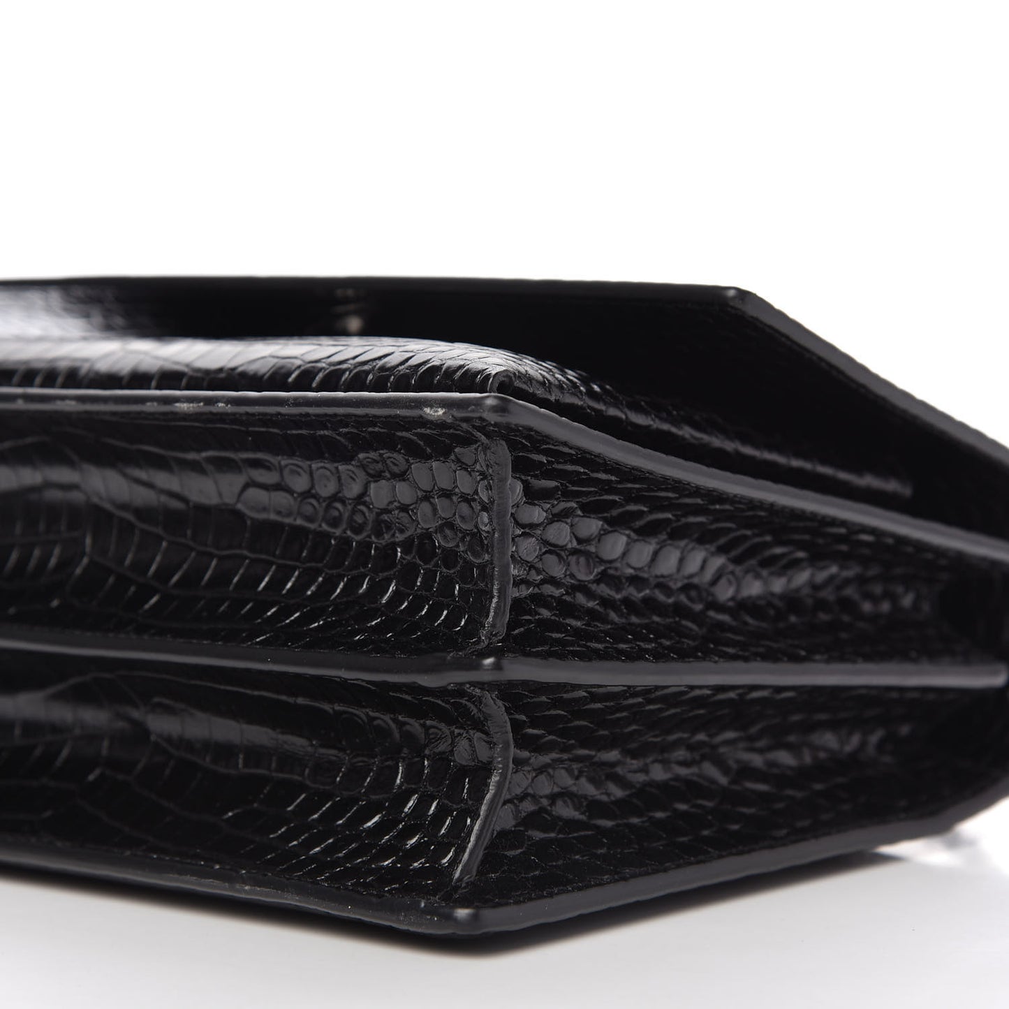 Calfskin Crocodile Embossed Medium Monogram Sunset Black