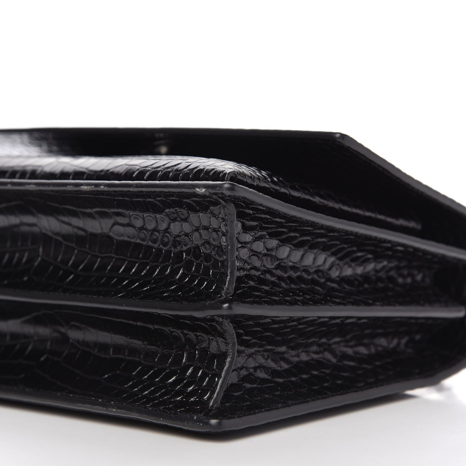 Saint Laurent Calfskin Crocodile Embossed Medium Monogram Sunset Black 7 of 9