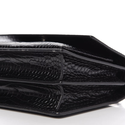 Saint Laurent Calfskin Crocodile Embossed Medium Monogram Sunset Black 7 of 9
