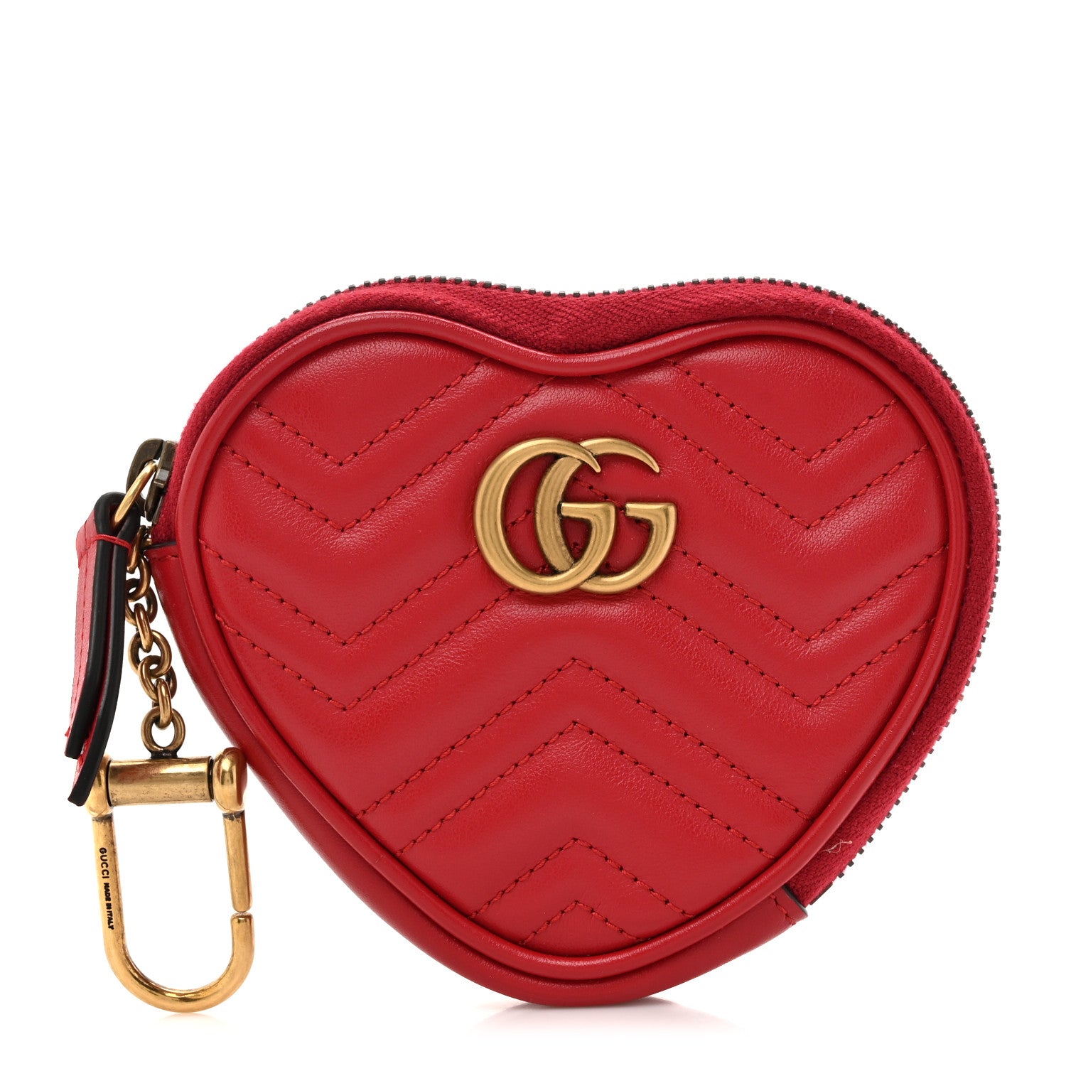 Gucci Calfskin Matelasse Chevron GG Marmont Heart Coin Purse Romantic Cerise 1 of 7