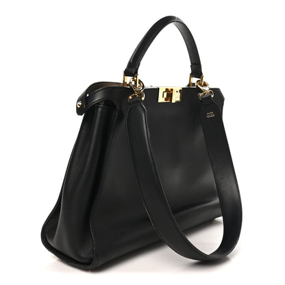 Fendi Vitello Tahiti Burro Large Peekaboo Iconic Essentially Satchel Black Corda 3 of 9