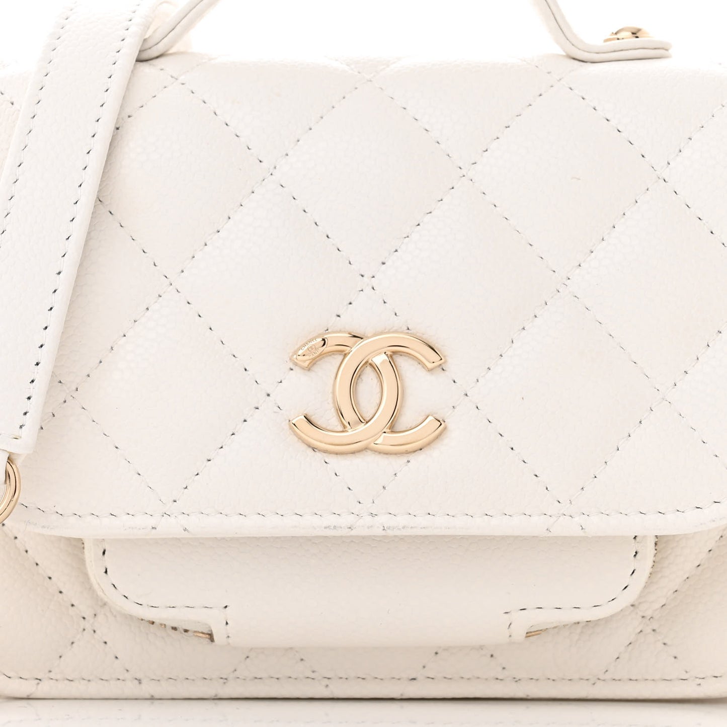 Caviar Quilted Mini Business Affinity Flap White