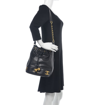 Chanel Lambskin CC Drawstring Shoulder Bag Black 2 of 14