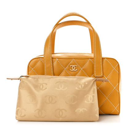 Chanel Calfskin Contrast Stitch Surpique Bowler Yellow 3 of 13