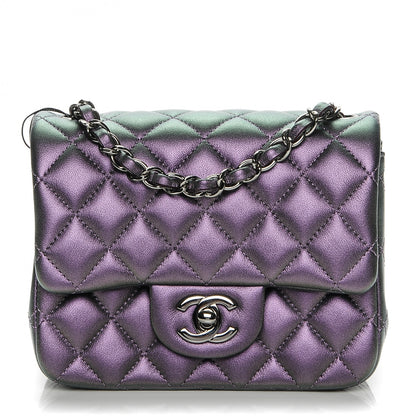 Chanel Iridescent Lambskin Quilted Mini Square Flap Dark Purple 1 of 7