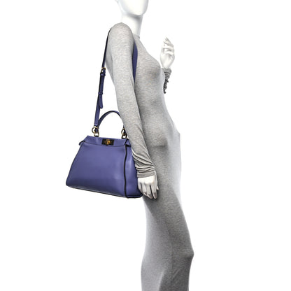 Fendi Vitello Seta Medium Peekaboo Iconic Satchel Viola Cassis 2 of 12
