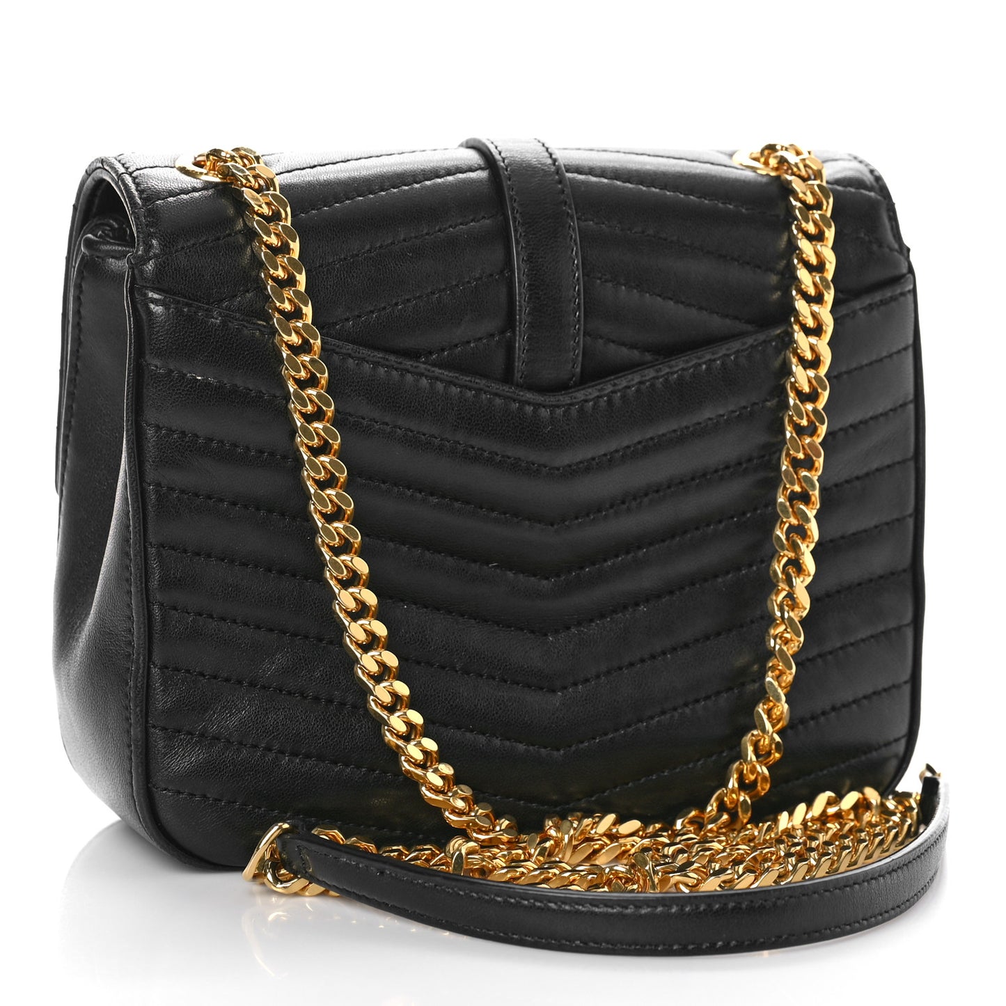 Lambskin Matelasse Chevron Monogram Small Sulpice Bag Black