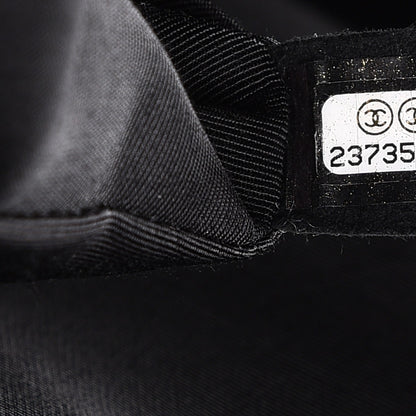 Chanel Velvet Camellia Stamped XXL Travel Flap Bag Black 7 of 9