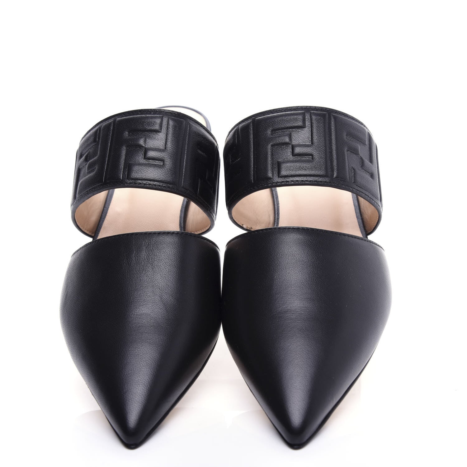 Fendi Vitello FF Embossed Flat Mules 36.5 Black 5 of 9