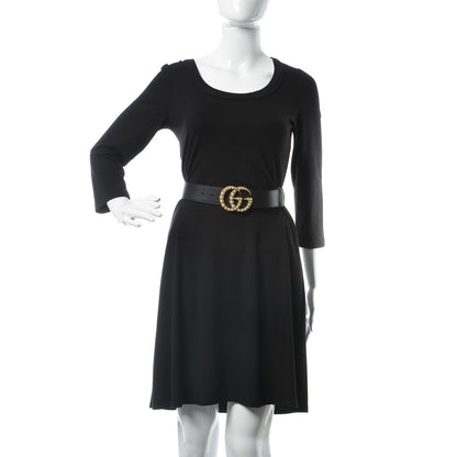 Gucci Moon Calfskin Pearl Double G 40mm Belt 95 38 Black Cream 2 of 6